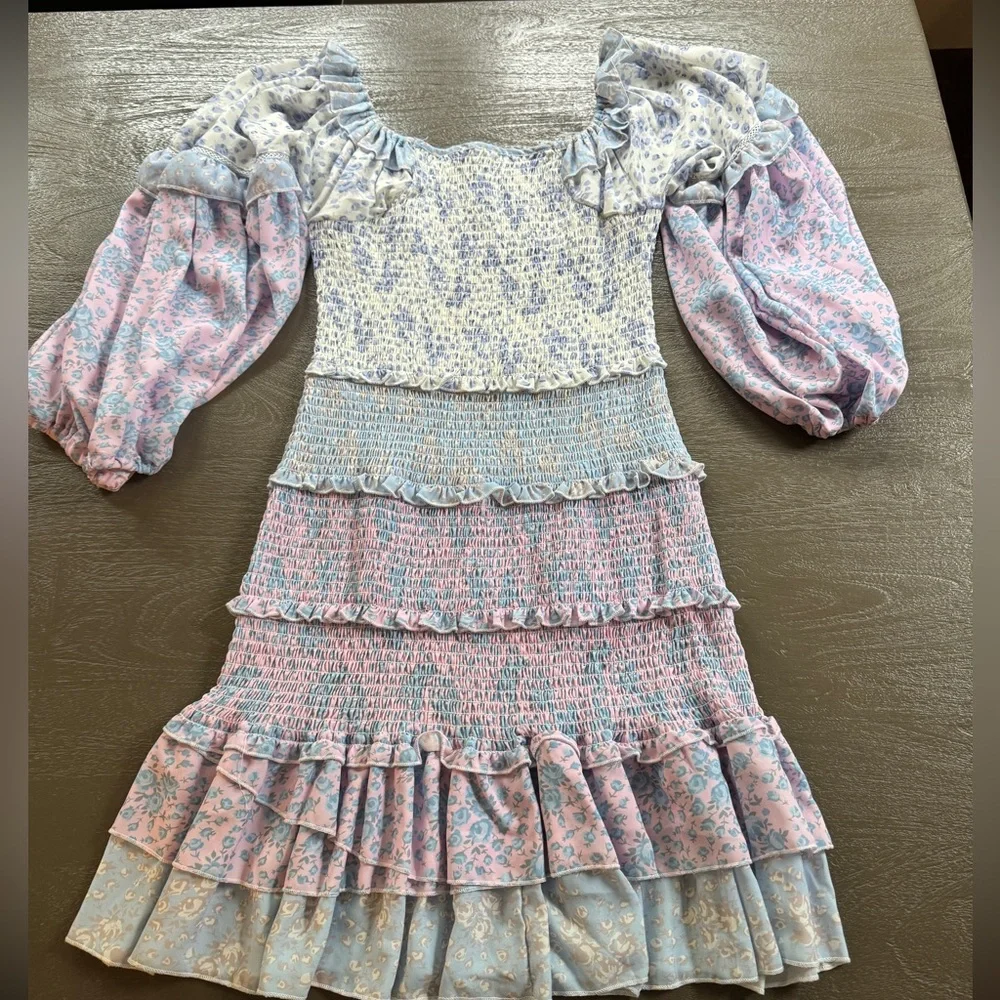 Yvonne & Love Shabby Chic Mini Dress with Balloon Sleeves, 33” shoulder to hem - Picture 6 of 6